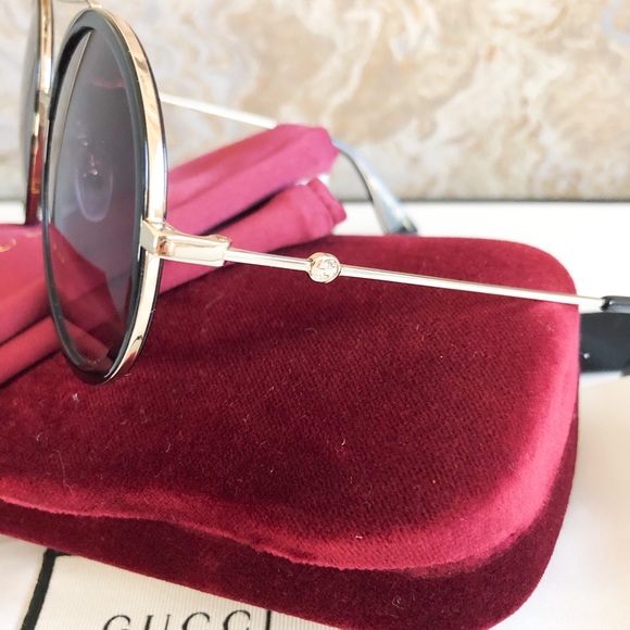 Gucci Aviator Acetate Gold Metal Round Sunglasses main image 10